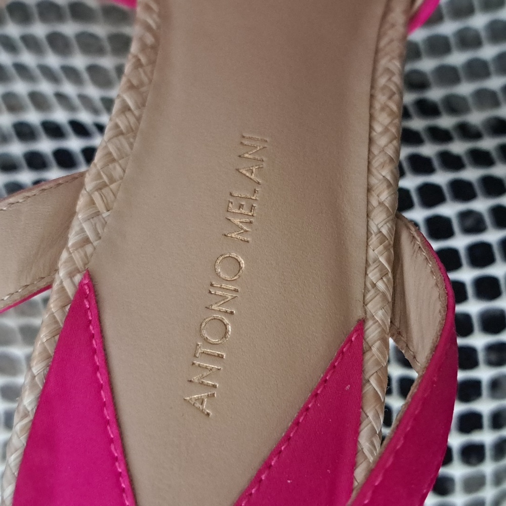 Antonio Melani Bindi Satin Bow Raffia Platform Sandals - Picture 8 of 9